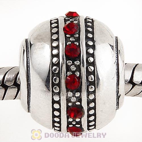 Sterling Silver Fast Lane Bead with Siam Austrian Crystal
