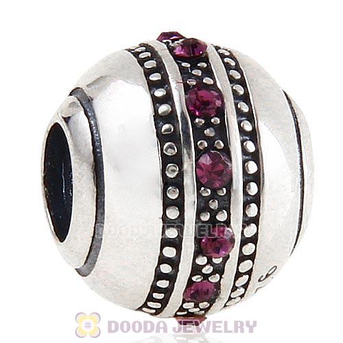 Sterling Silver Fast Lane Bead with Amethyst Austrian Crystal