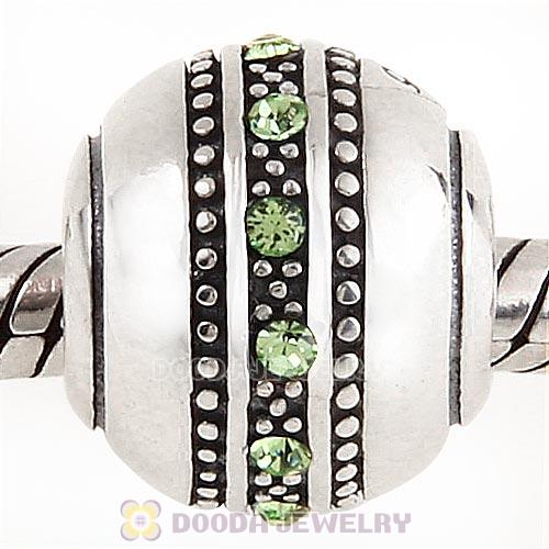Sterling Silver Fast Lane Bead with Peridot Austrian Crystal