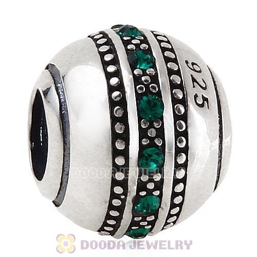 Sterling Silver Fast Lane Bead with Emerald Austrian Crystal