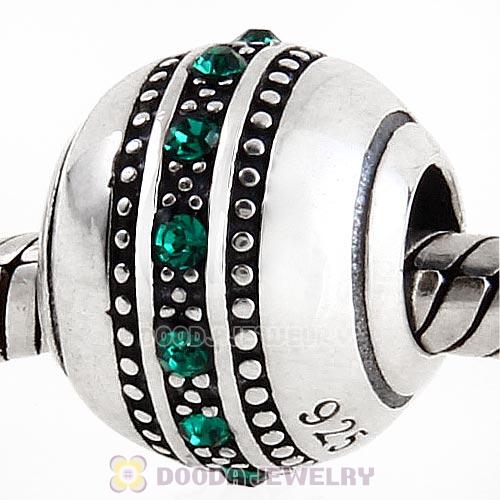 Sterling Silver Fast Lane Bead with Emerald Austrian Crystal