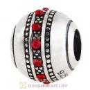 Sterling Silver Fast Lane Bead with Light Siam Austrian Crystal