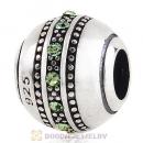 Sterling Silver Fast Lane Bead with Peridot Austrian Crystal
