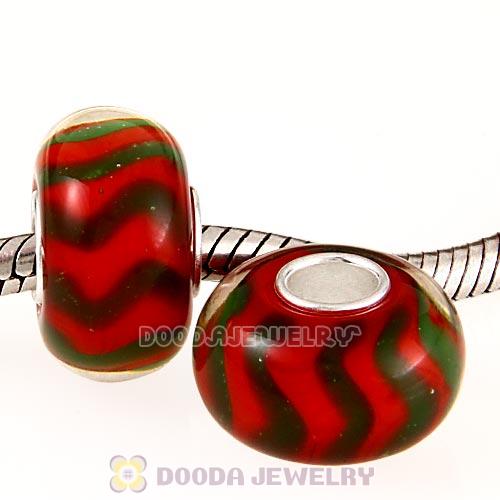 Handmade Christmas Glass Beads in 925 Silver Core