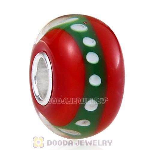 Handmade Christmas Glass Beads in 925 Silver Core