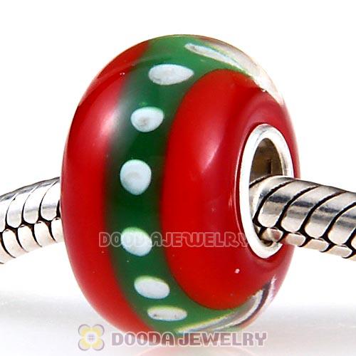 Handmade Christmas Glass Beads in 925 Silver Core