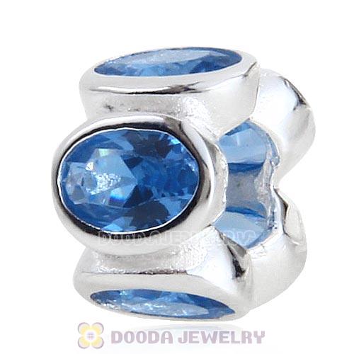 S925 Sterling Silver European Style Beads with Blue Stone