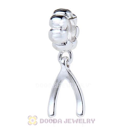 European Style Sterling Silver Dangle Wishbone Charm Beads