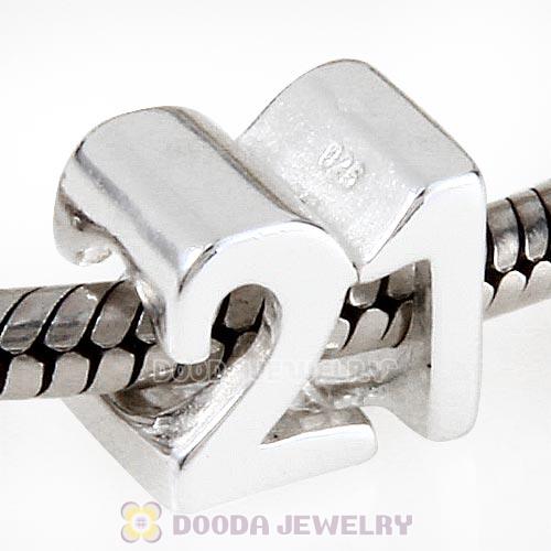 European Sterling Silver Birthday Milestones Number 21 Charm Wholesale