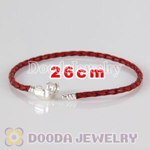26cm European Style Single Red Braided Leather Bracelet