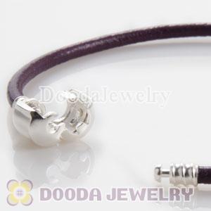 26cm Single Slippy Purple Leather European Style Bracelet
