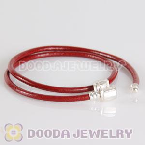 38cm Double Slippy Red Leather European Style Bracelet