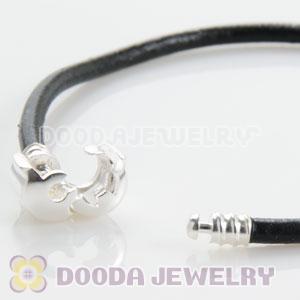 20cm Single Slippy Black Leather European Style Bracelet