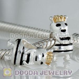 Gold Plated Crown European Style 925 Silver Bee Queen Beads