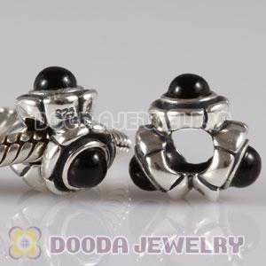 European Style Silver Beads with Black Eye CZ Stone