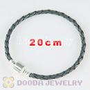 20cm European Style Single Gray Braided Leather Bracelet