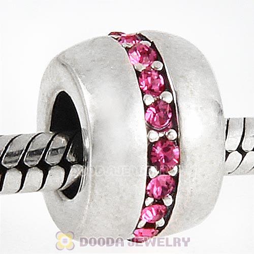 Sterling Silver Cosmo Charm Beads with Rose Austrian Crystal