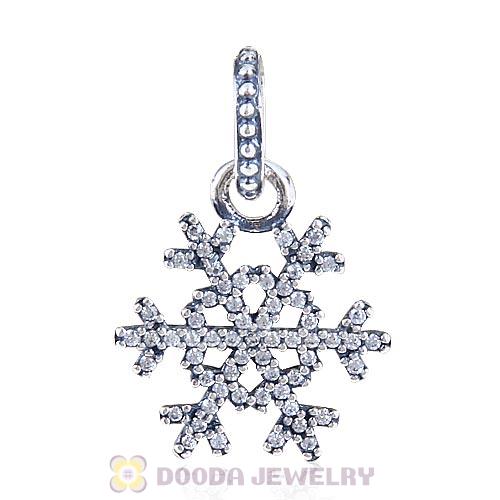 Sterling Silver Winter Kiss Dangle Snowflake with Clear CZ Charm Beads
