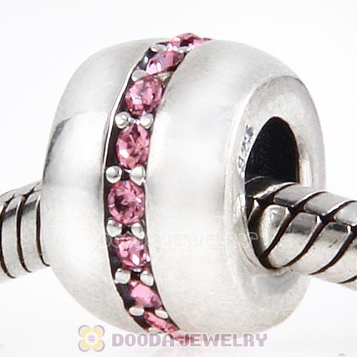 Sterling Silver Cosmo Charm Beads with Light Rose Austrian Crystal