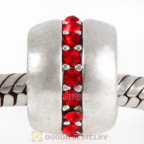 Sterling Silver Cosmo Charm Beads with Light Siam Austrian Crystal