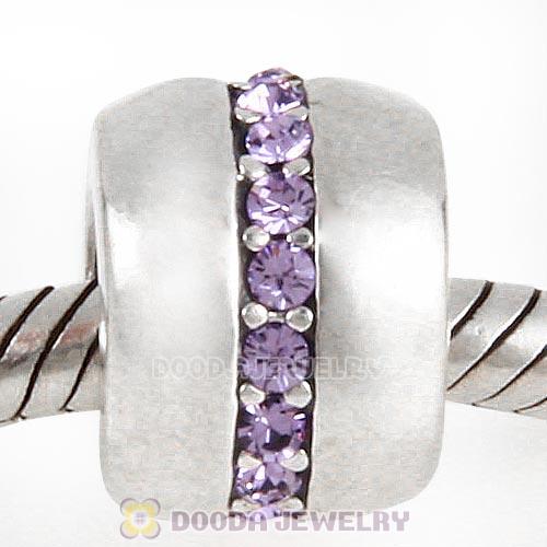 Sterling Silver Cosmo Charm Beads with Violet Austrian Crystal