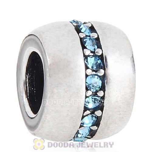 Sterling Silver Cosmo Charm Beads with Aquamarine Austrian Crystal