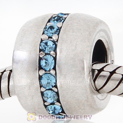 Sterling Silver Cosmo Charm Beads with Aquamarine Austrian Crystal