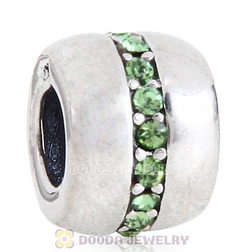 Sterling Silver Cosmo Charm Beads with Peridot Austrian Crystal