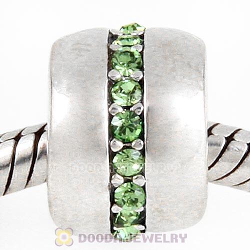 Sterling Silver Cosmo Charm Beads with Peridot Austrian Crystal