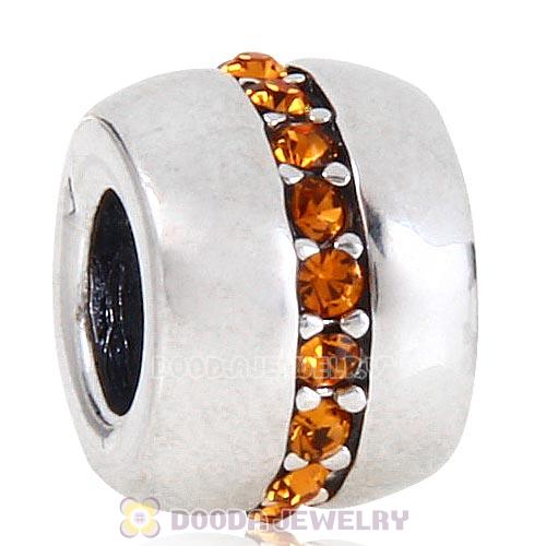 Sterling Silver Cosmo Charm Beads with Topaz Austrian Crystal