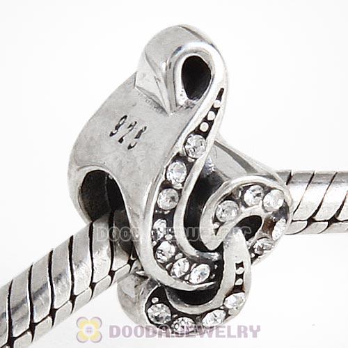 Sterling Silver Sweet Music Beads with Clear Austrian Crystal