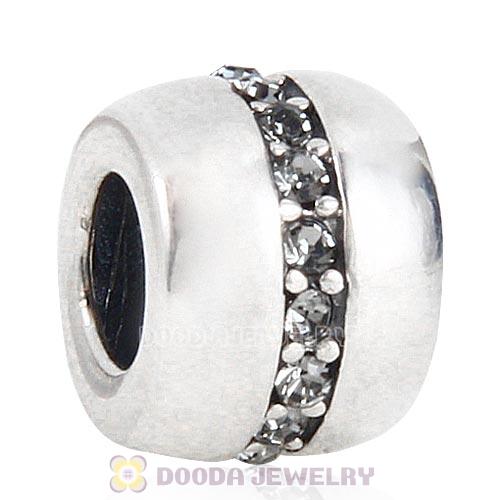 Sterling Silver Cosmo Charm Beads with Black Diamond Austrian Crystal