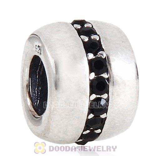 Sterling Silver Cosmo Charm Beads with Jet Austrian Crystal