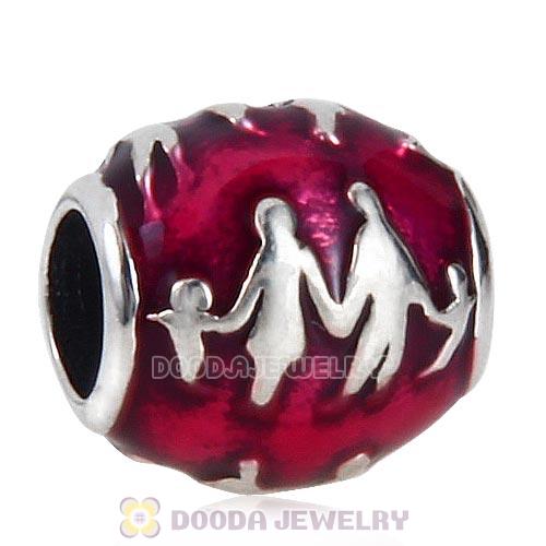 Sterling Silver Family Bonds with Violet Enamel Charm Beads