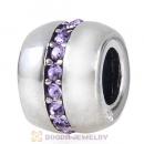 Sterling Silver Cosmo Charm Beads with Violet Austrian Crystal