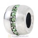 Sterling Silver Cosmo Charm Beads with Peridot Austrian Crystal
