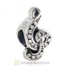 Sterling Silver Sweet Music Beads with Clear Austrian Crystal