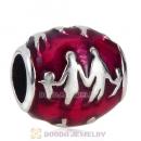 Sterling Silver Family Bonds with Violet Enamel Charm Beads