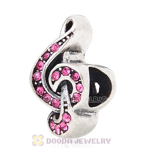 Sterling Silver Sweet Music Beads with Rose Austrian Crystal