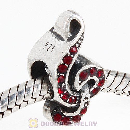 Sterling Silver Sweet Music Beads with Siam Austrian Crystal