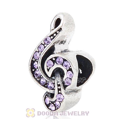 Sterling Silver Sweet Music Beads with Violet Austrian Crystal