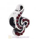 Sterling Silver Sweet Music Beads with Siam Austrian Crystal