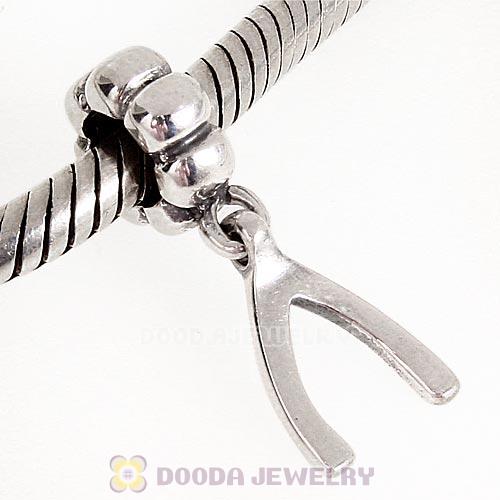 European Style Antique Sterling Silver Dangle Wishbone Charm Beads