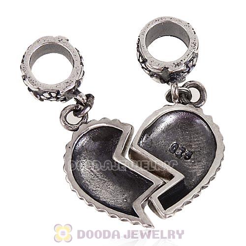 European Style Sterling Silver Dangle Wife Husband Heart Charms