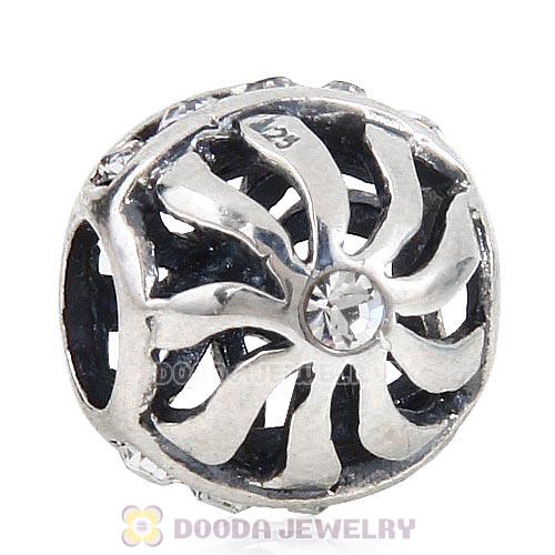 Sterling Silver Blaze Charm Beads with Clear Austrian Crystal Wholesale