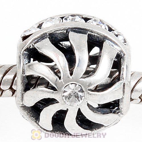 Sterling Silver Blaze Charm Beads with Clear Austrian Crystal Wholesale