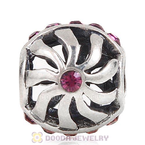 Sterling Silver Blaze Charm Beads with Amethyst Austrian Crystal Wholesale