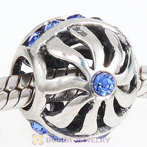 Sterling Silver Blaze Charm Beads with Amethyst Austrian Crystal Wholesale