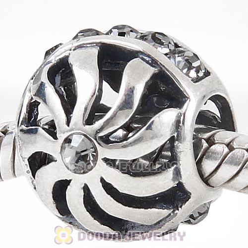 Sterling Silver Blaze Charm Beads with Black Diamond Austrian Crystal Wholesale