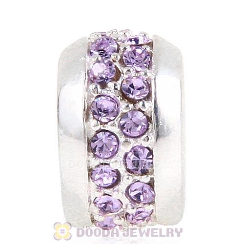 Sterling Silver Clip Beads with Violet Austrian Crystal European Style